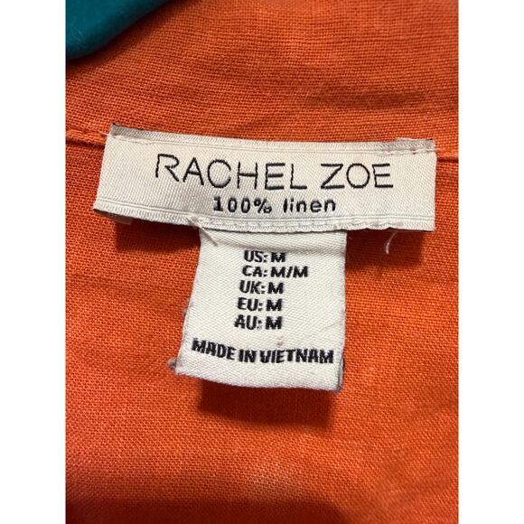 Rachel Zoe 100% Linen Tie Dye Orange Trucker Jacket Size M - Picture 6 of 10